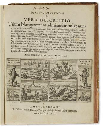 de Veer, Gerrit (c. 1573-1598) Diarium Nauticum seu Vera Descriptio Trium Navigationum Admirandarum.